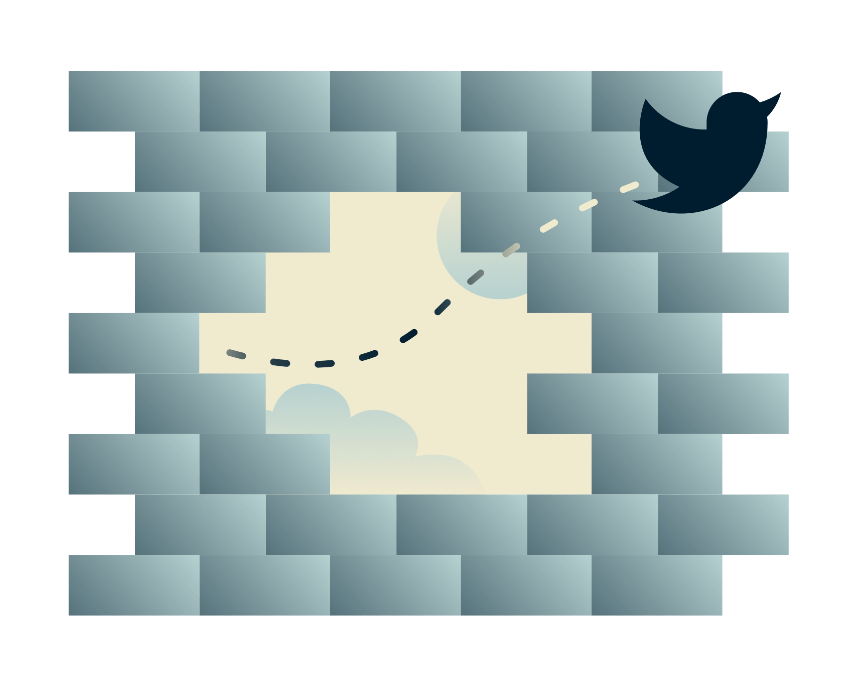 Pássaros do Twitter a twittar por cima de um firewall: Use uma VPN para desbloquear o Twitter em qualquer lugar.